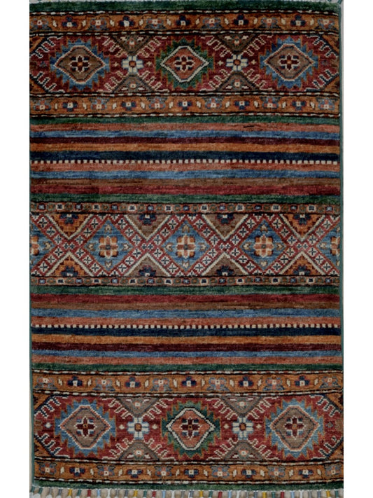 Afghan Khorjeen hand knotted rug 2x3