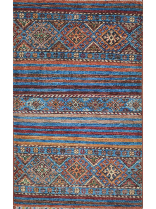Afghan Khorjeen hand knotted rug 2x3