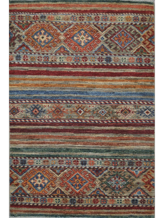 Afghan Khorjeen hand knotted rug 2x3