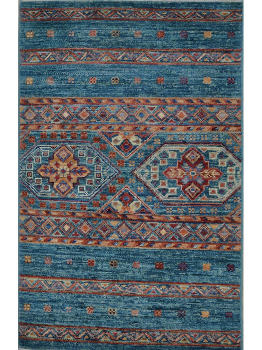 Afghan Khorjeen hand knotted rug 2x3