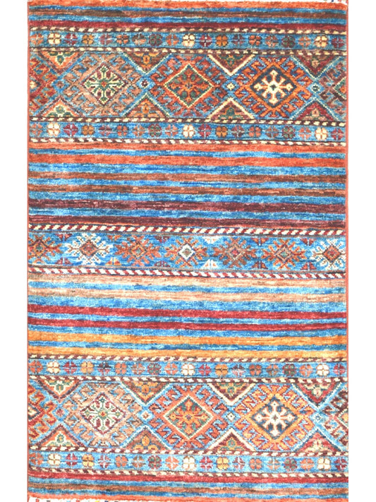 Afghan Khorjeen hand knotted rug 2x3