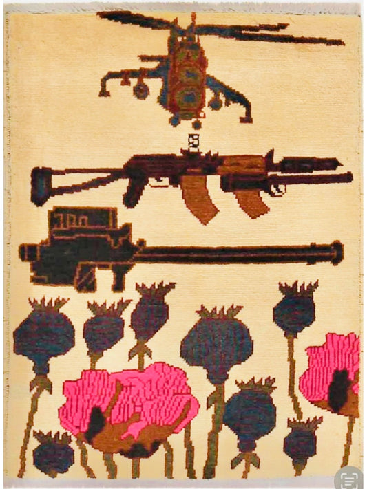 Afghan War Rug hand knotted rug 2x3
