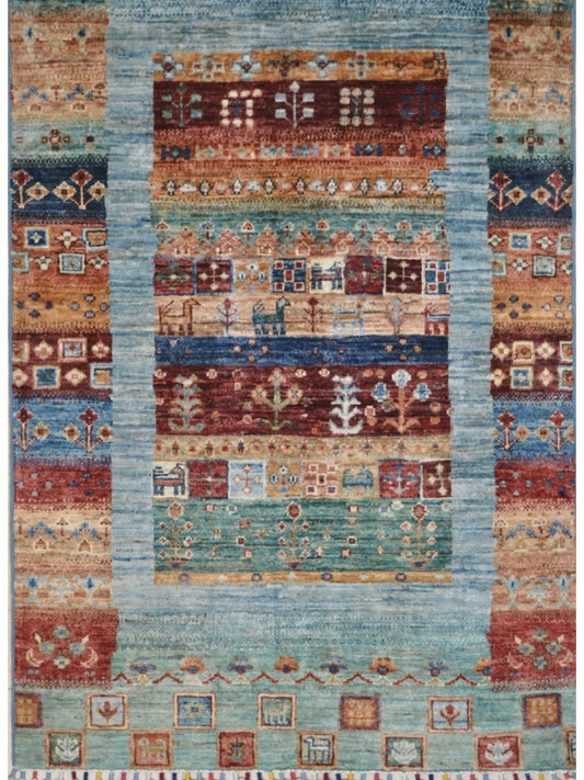 Afghan Khorjeen hand knotted rug 2'6x4'6