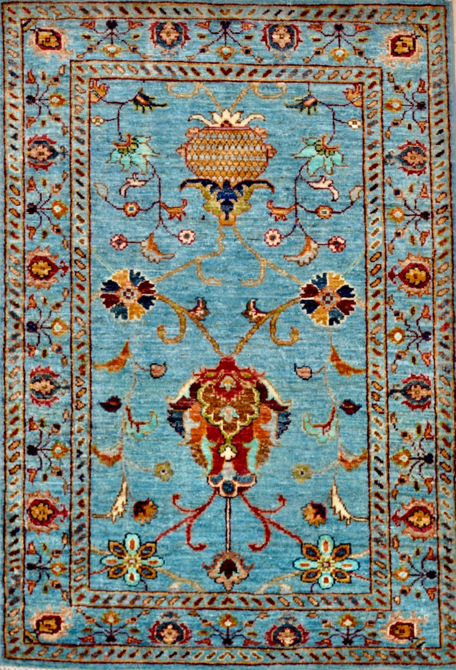 Afghan Sultan Abad hand knotted rug 2'6"x4'6"