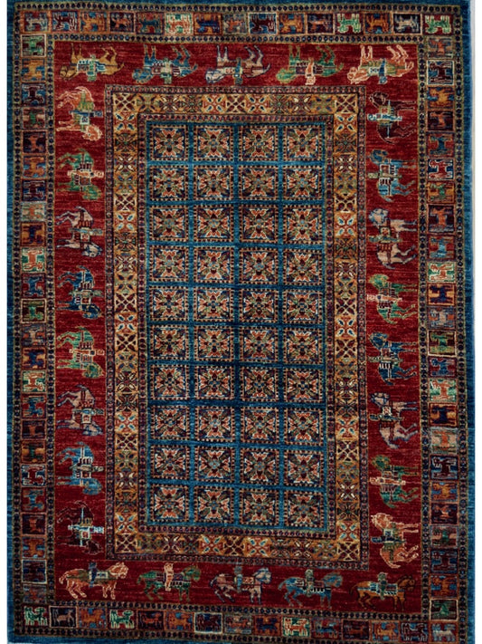 Afghan Khorjeen hand knotted rug 4x6