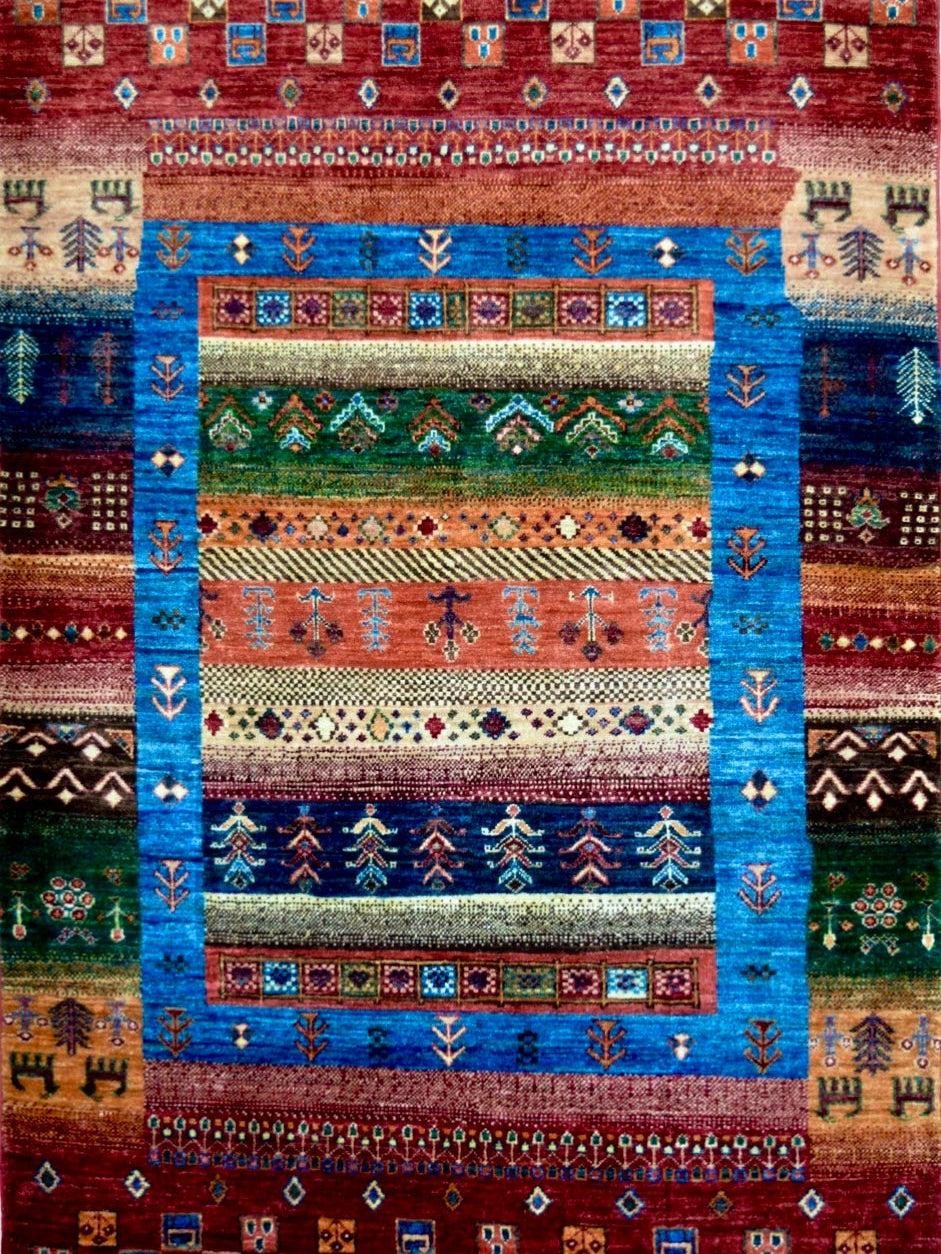 Afghan Khorjeen hand knotted rug 4x6
