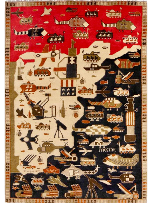 Afghan War Rug hand knotted rug 4x6