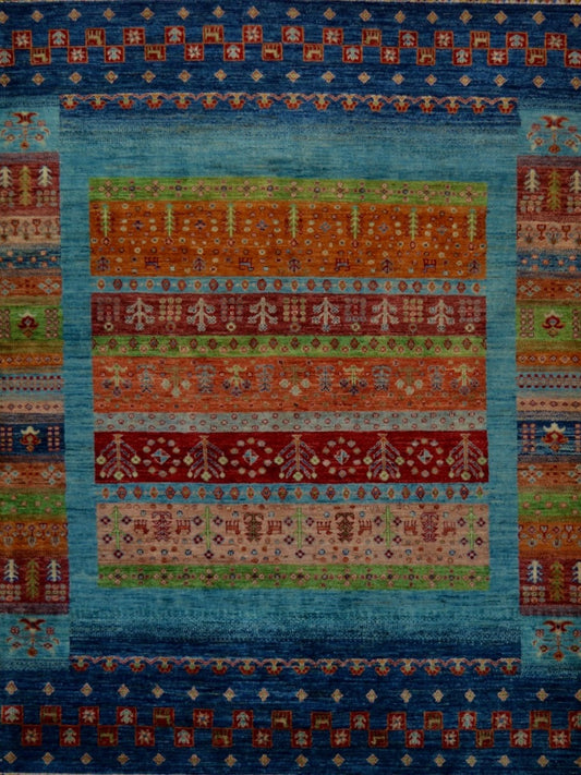Afghan Khorjeen hand knotted rug 5x7