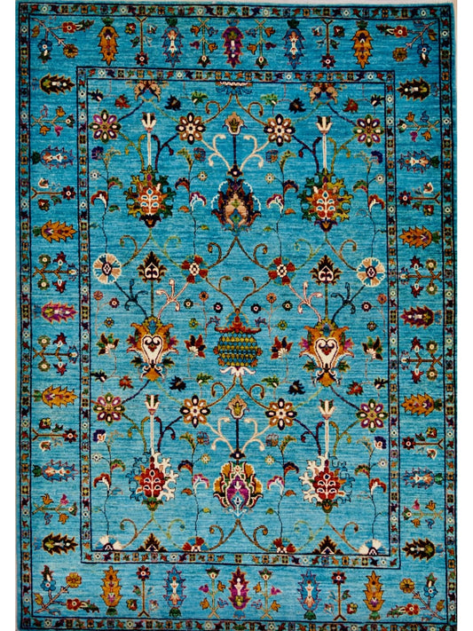 Afghan Sultan Abad hand knotted rug 5x8