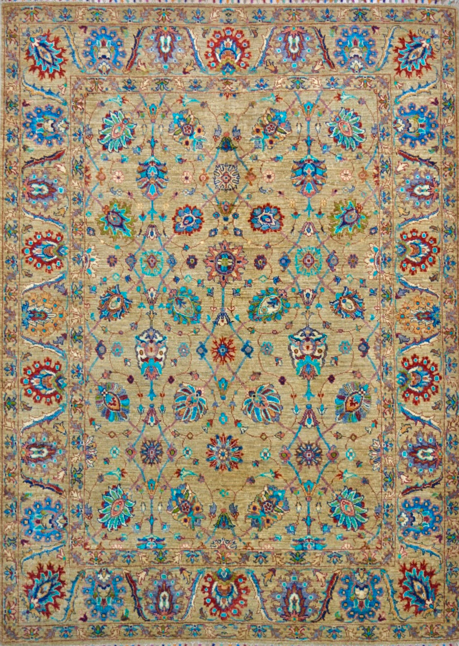 Afghan Sultan Abad hand knotted rug 5x8