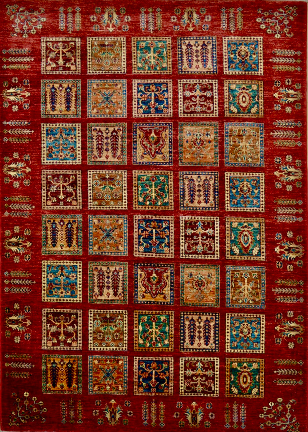 Afghan Khorjeen hand knotted rug 5x8