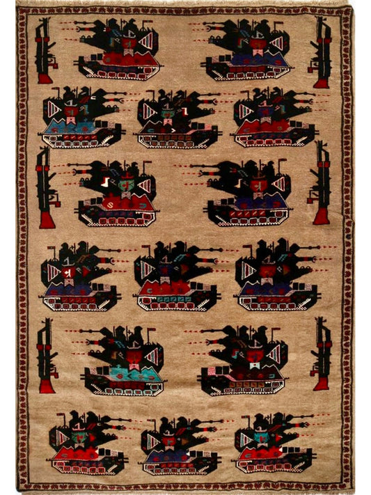 Afghan War Rug hand knotted rug 7x10