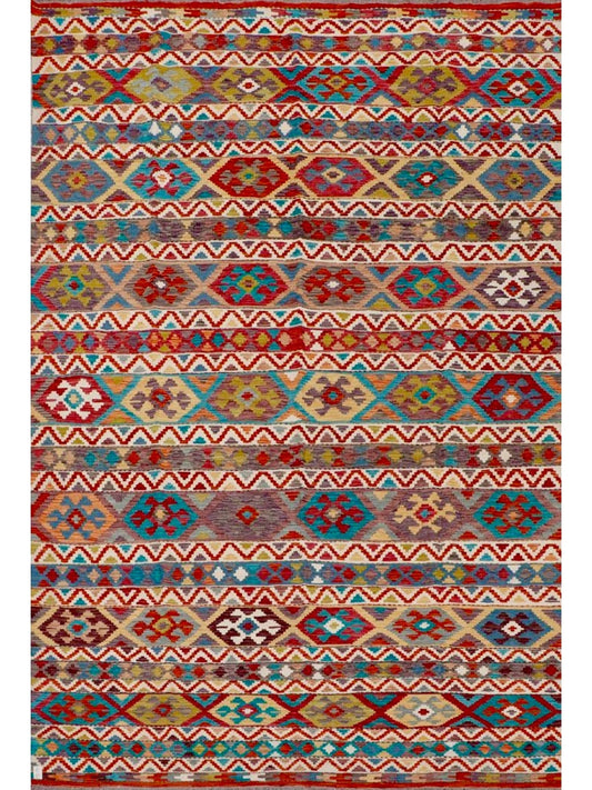 Afghan Modern Vegetable Dye hand knotted rug 8x11