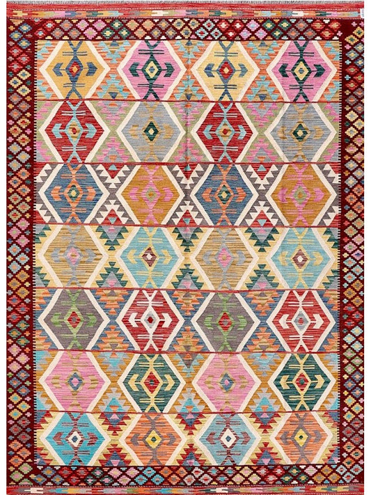 Afghan Modern Vegetable Dye hand knotted rug 8x11