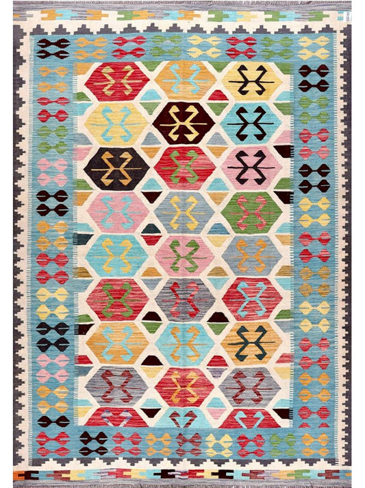 Afghan Modern Vegetable Dye hand knotted rug 6x9