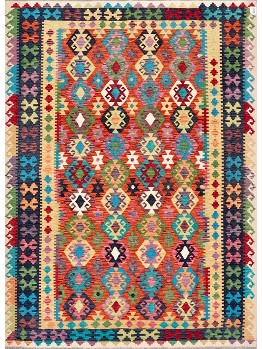 Afghan Modern Vegetable Dye hand knotted rug 5x8