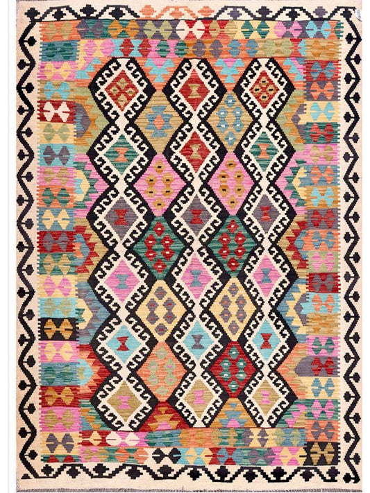 Afghan Modern Vegetable Dye hand knotted rug 5x8
