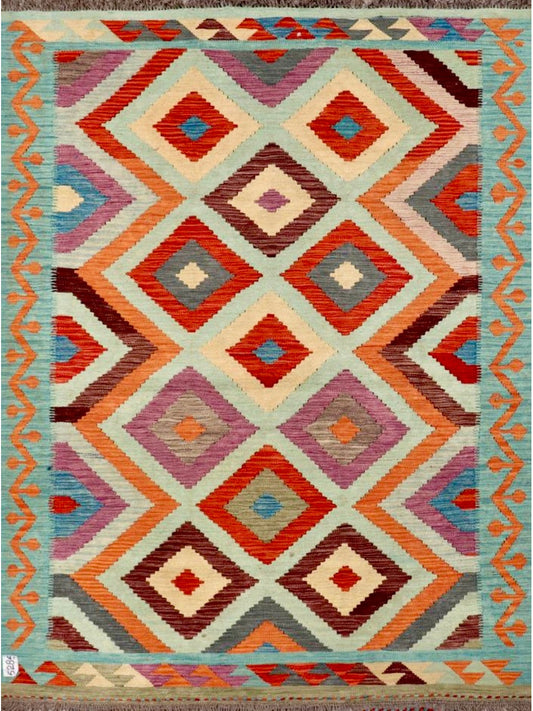 Afghan Modern Vegetable Dye hand knotted rug 5x8