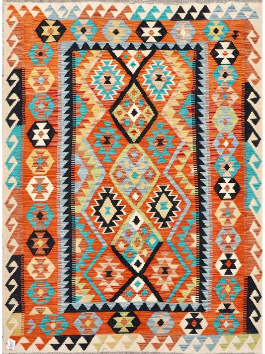 Afghan Modern Vegetable Dye hand knotted rug 4x6