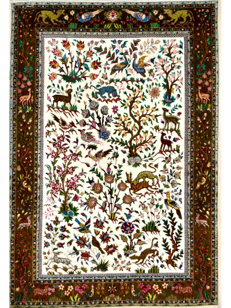 Persian Tabriz (Wool & Silk, Top Quality) hand knotted rug 3x5