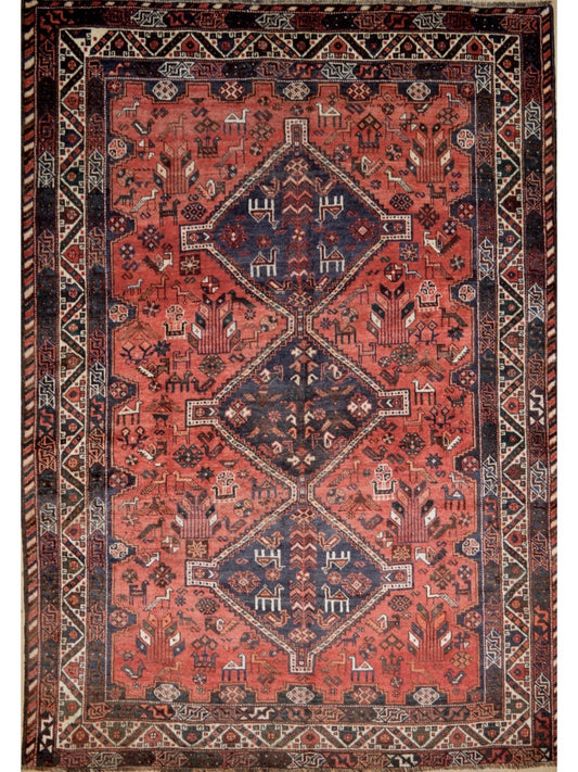 Persian Shiraz hand knotted rug 7x10