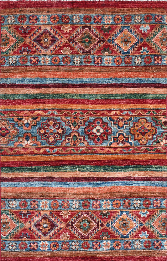 Afghan Khorjeen hand knotted rug 2x3