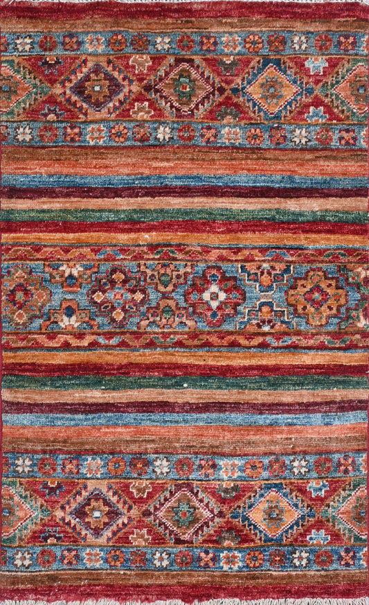 Afghan Khorjeen hand knotted rug 2x3