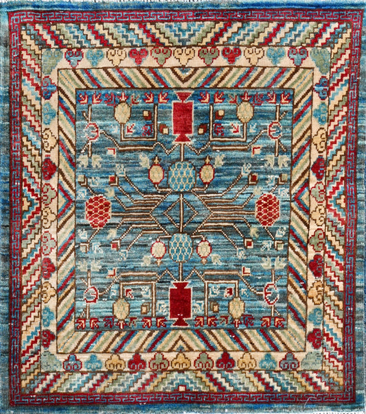 Afghan Khorjeen hand knotted rug 2x3