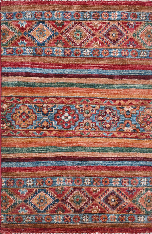 Afghan Khorjeen hand knotted rug 2x3