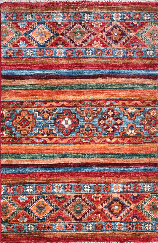 Afghan Khorjeen hand knotted rug 2x3