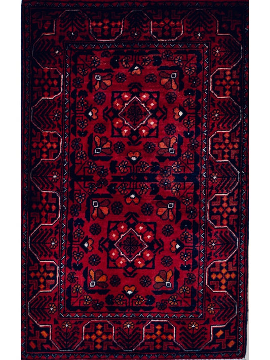 Afghan Kondooz hand knotted rug 2x3