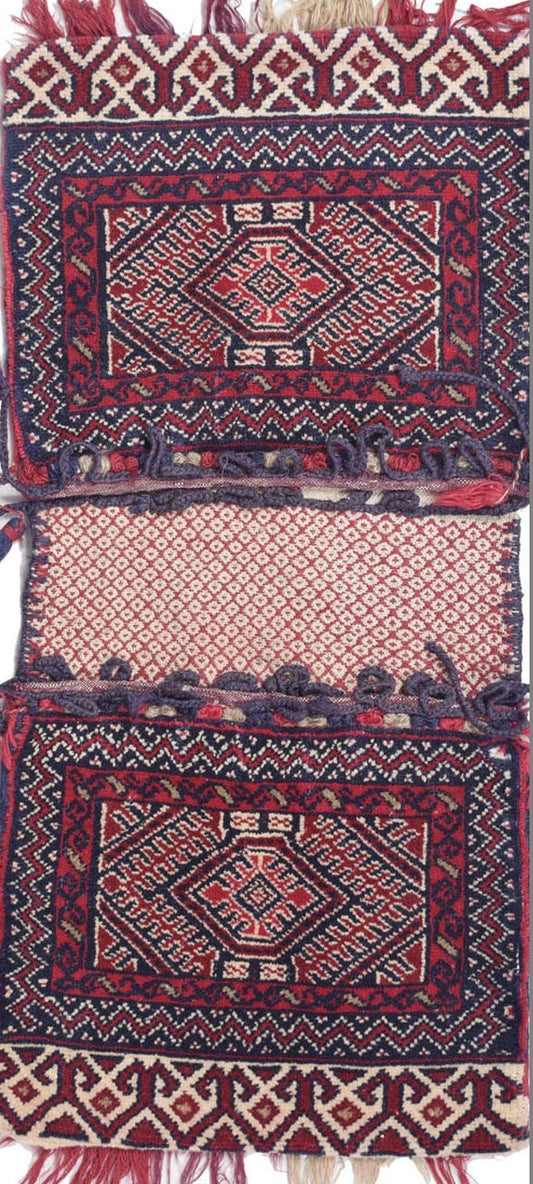 Afghan Khorjeen hand knotted rug 2'6x4'6