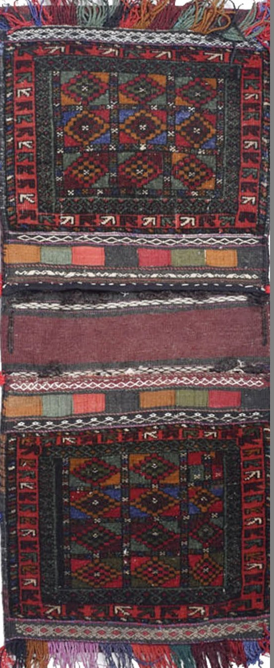 Afghan Khorjeen hand knotted rug 2'6x4'6