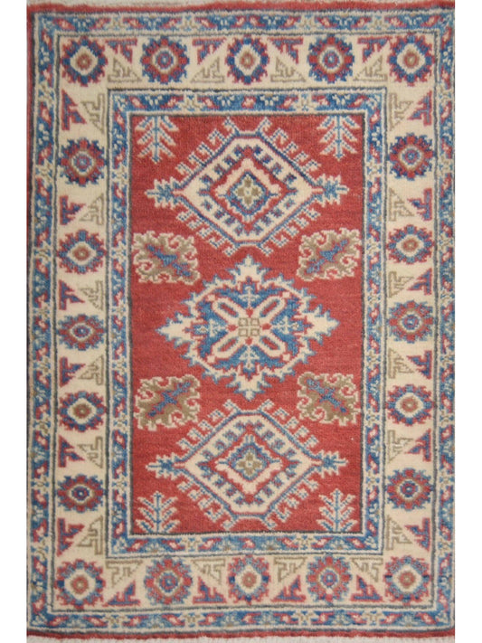 Afghan Super Fine Kazak hand knotted rug 2'6x4'6