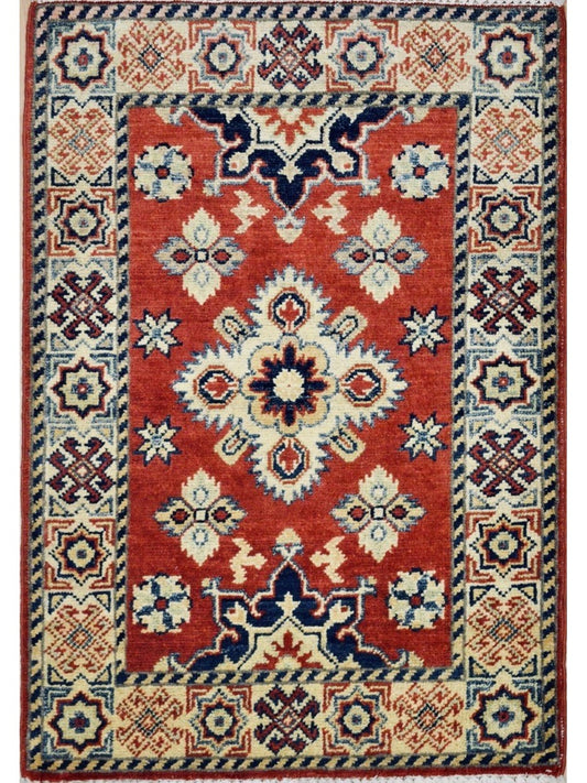 Afghan Kargaee hand knotted rug 2'6x4'6