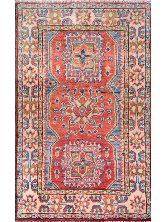 Afghan Kazak hand knotted rug 2x3