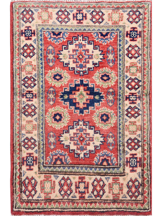 Afghan Super Fine Kazak hand knotted rug 2x3