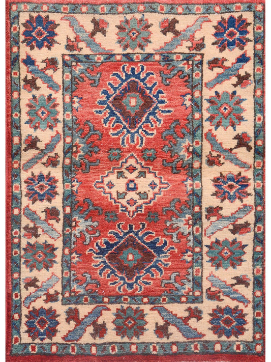 Afghan Super Fine Kazak hand knotted rug 2x3