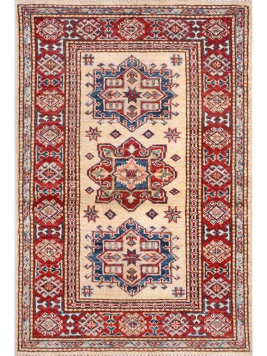 Afghan Super Fine Kazak hand knotted rug 2x3