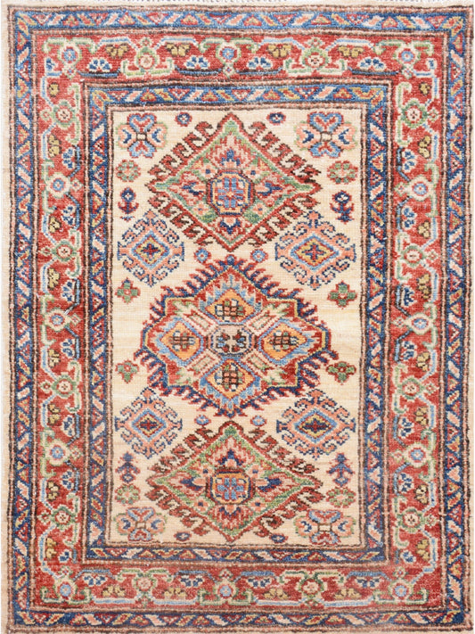 Afghan Super Fine Kazak hand knotted rug 2x3