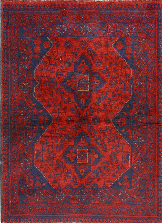 Afghan Belgic hand knotted rug 2'6x4'6
