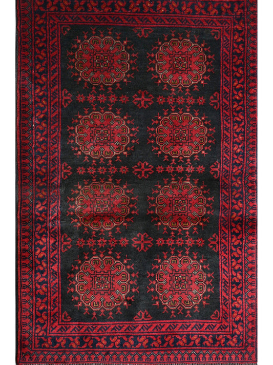 Afghan Khorjeen hand knotted rug 2'6x4'6