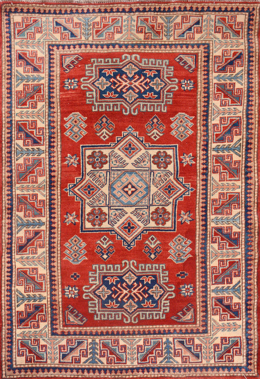 Afghan Super Fine Kazak hand knotted rug 4x6