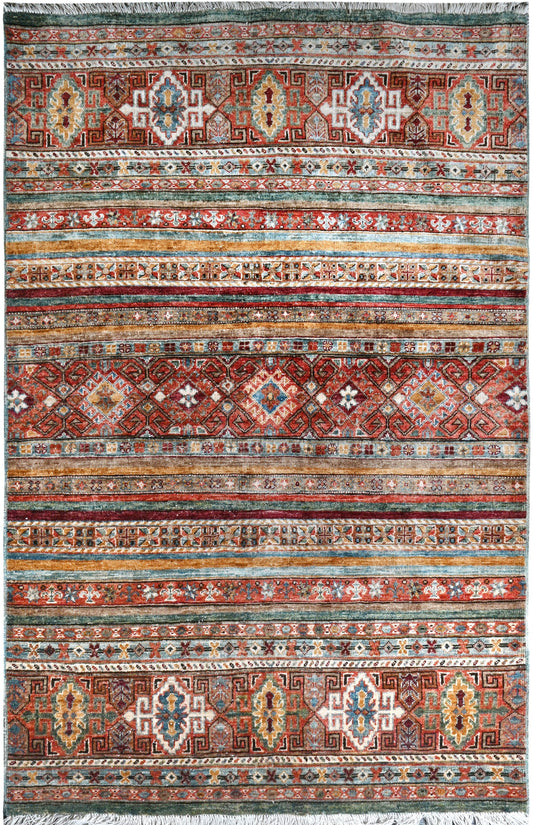 Afghan Super Fine Kazak hand knotted rug 4x6