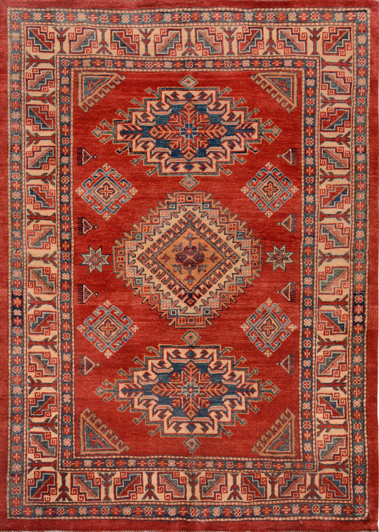 Afghan Kazak hand knotted rug 5x8