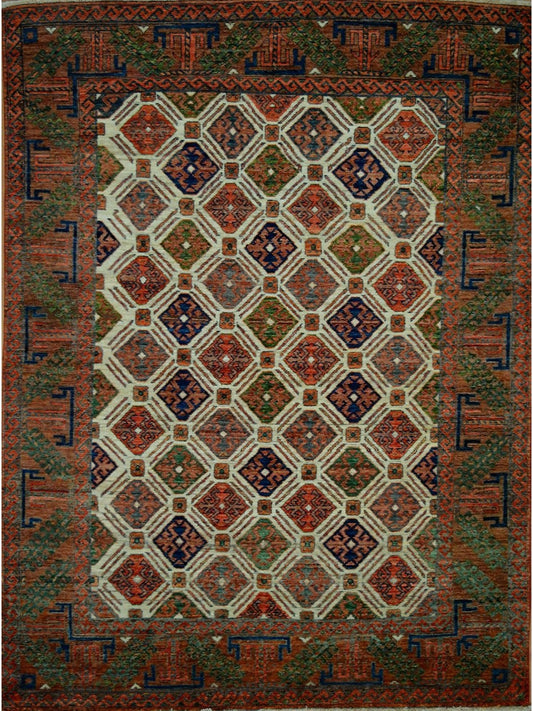 Afghan Ersari hand knotted rug 5x7