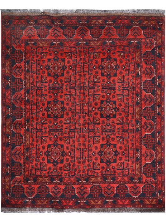 Afghan Khal Mohammadi hand knotted rug 5x7