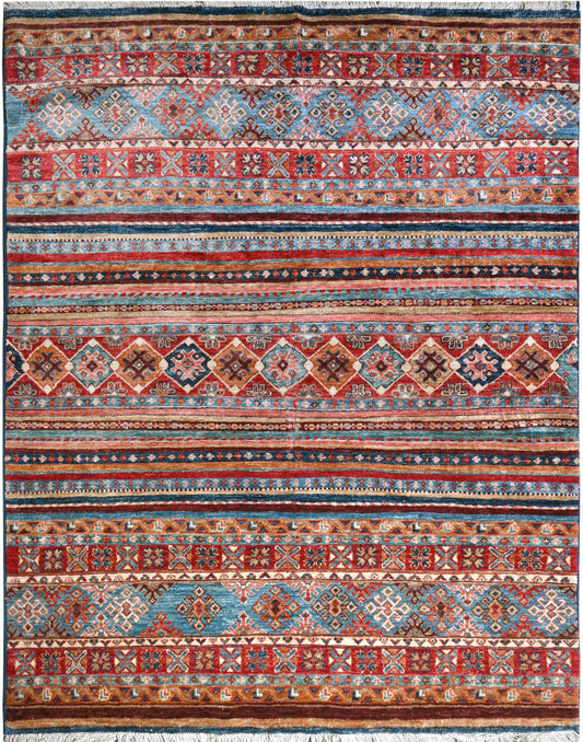 Afghan Super Fine Kazak hand knotted rug 5x7