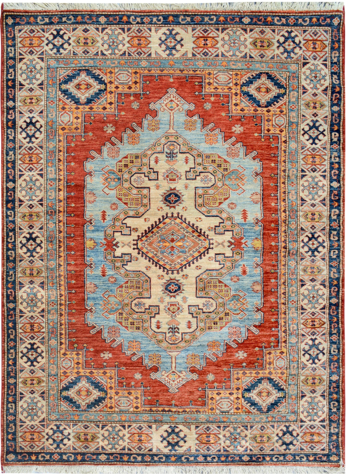 Afghan Kazak hand knotted rug 5x7