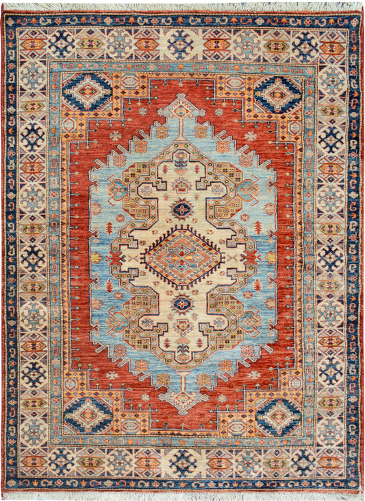 Afghan Kazak hand knotted rug 5x7